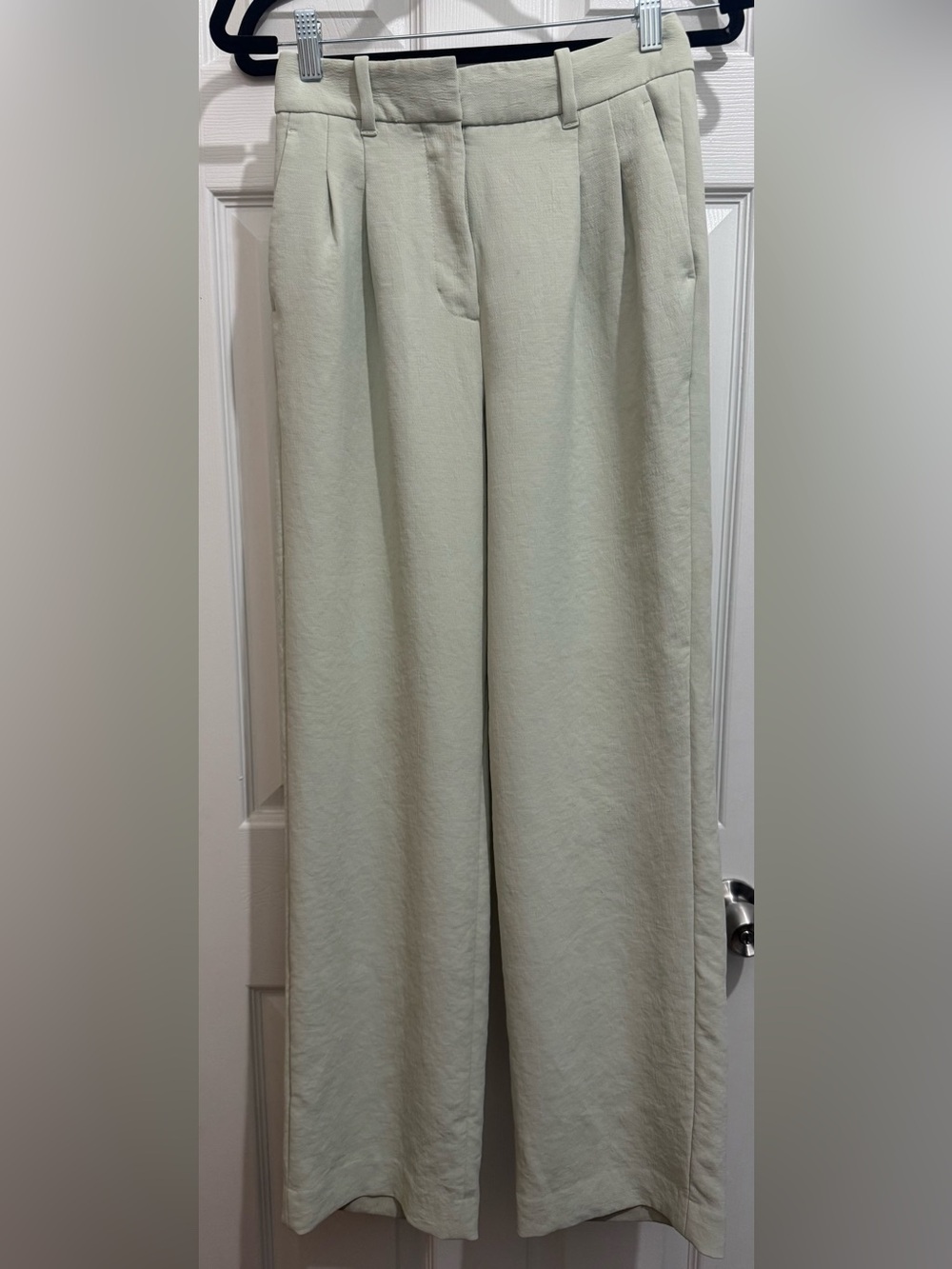 Aritzia Light Sage Green Wide-Leg Effortless Trousers